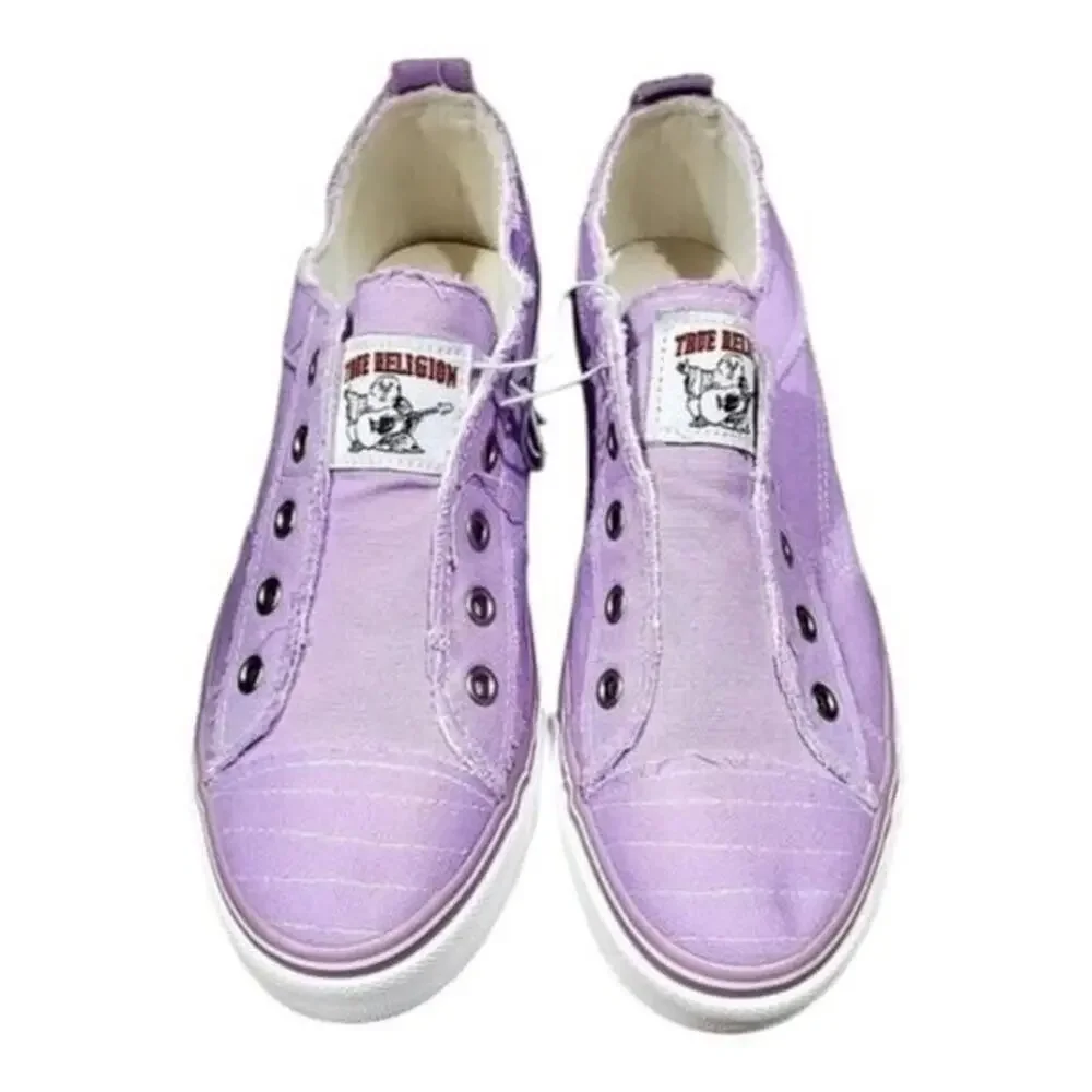 True Religion Korey Purple Canvas Slip On Sneakers Shoes Women's Size 7 New